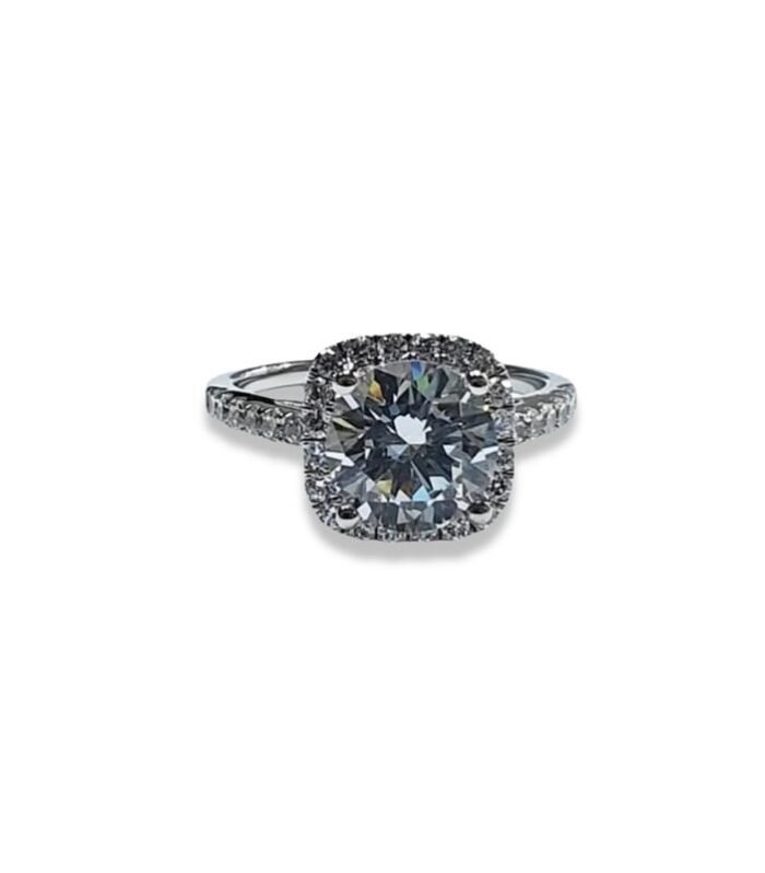 Cubic Zirconia set in 925 Silver Women’s Ring (11x11mm) (1074)