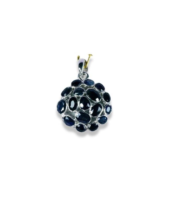 Blue Sapphire set in 925 Silver Pendant (28x28mm) (1079)
