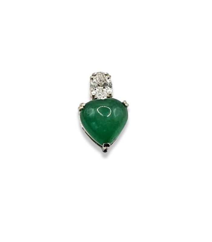 Emerald 6.42cts set with Diamond in 14K W-Gold Pendant (1094) (Video)