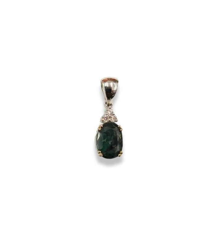 Alexandrite 3.12ct set with Diamond 0.12ct in 14K W-Gold Pendant (11x8mm) (1102)