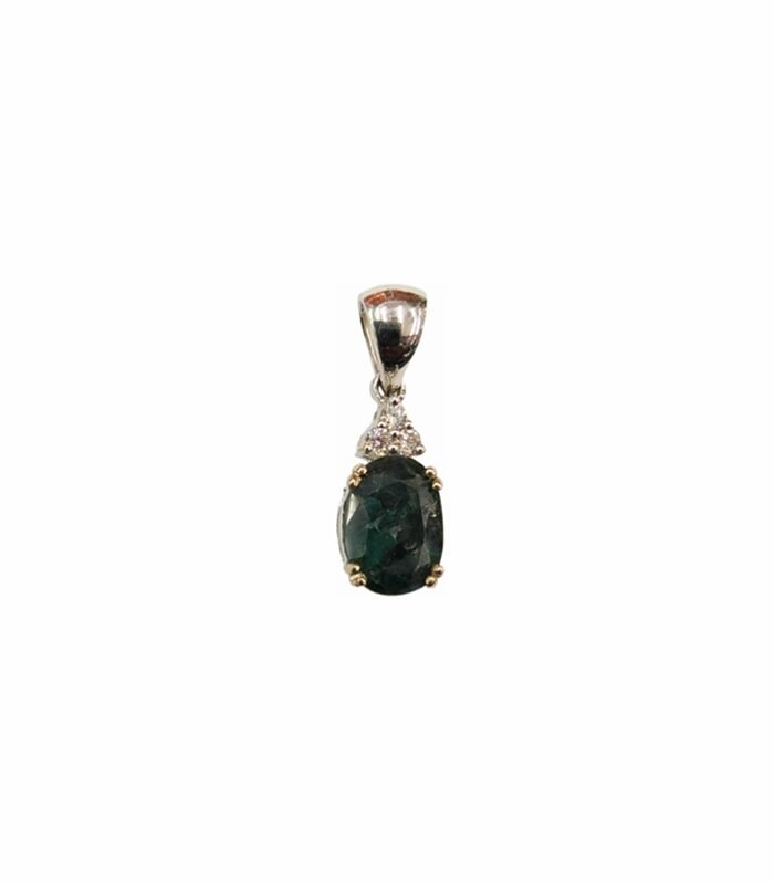 Alexandrite 3.12ct set with Diamond 0.12ct in 14K W-Gold Pendant (11x8mm) (1102)