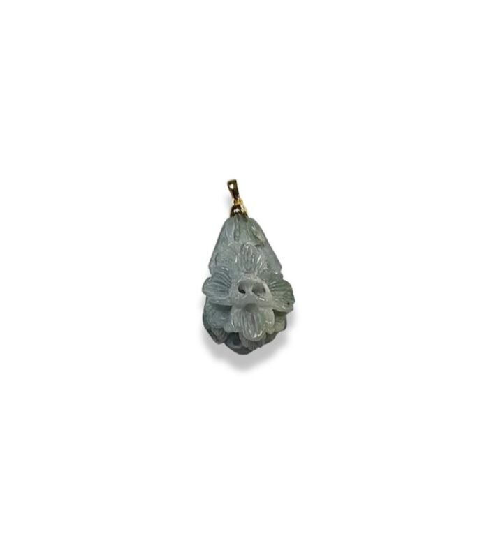 Jade Type-A set in 18K Yellow Gold Pendant (GJ-1-1117)