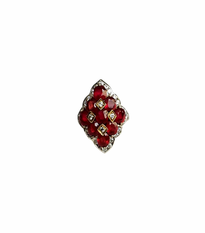 RUBY set with Cubic Zirconia in 925 Rhodium Plated Silver Women's Ring (SJ1125)