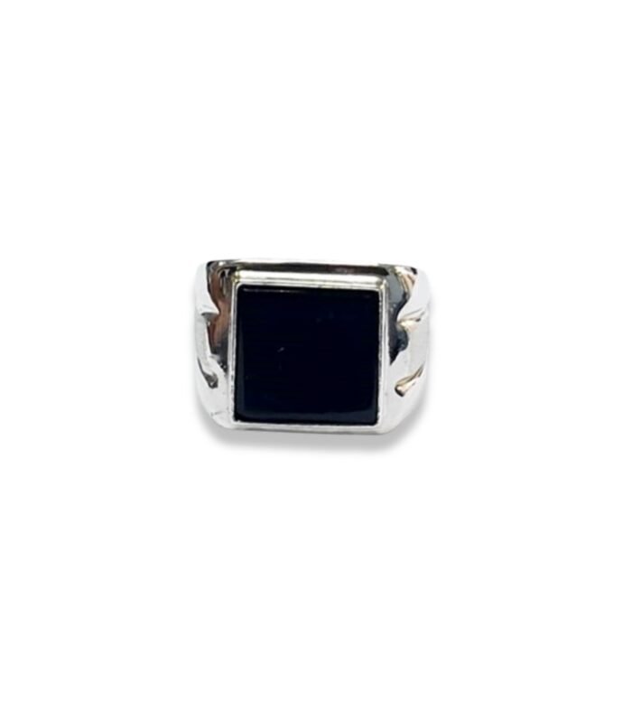 Black Onyx set in 925 Silver Men’s Ring (15x15mm) (1068)