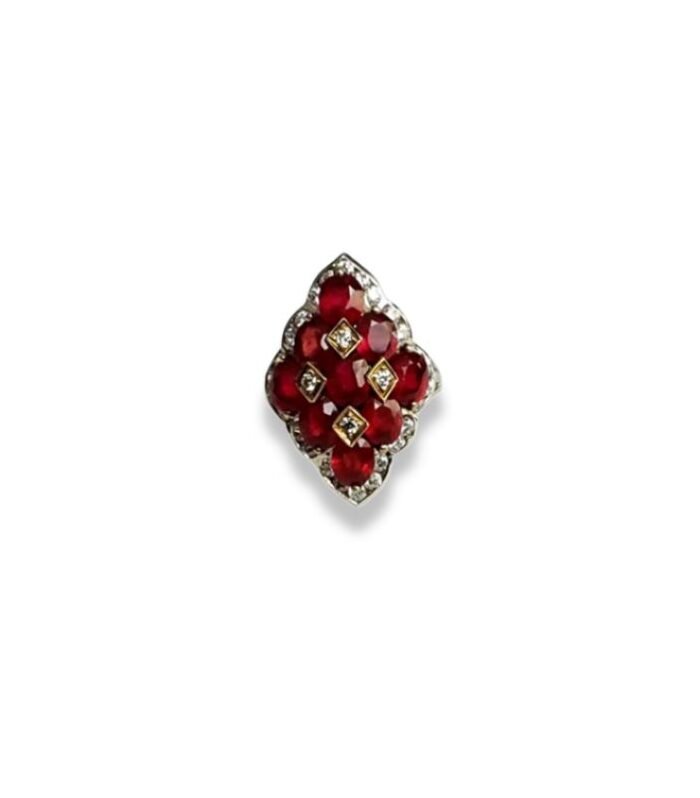 Ruby set with Cubic Zirconia in 925 Silver Women's Ring (23x16mm) (1125)