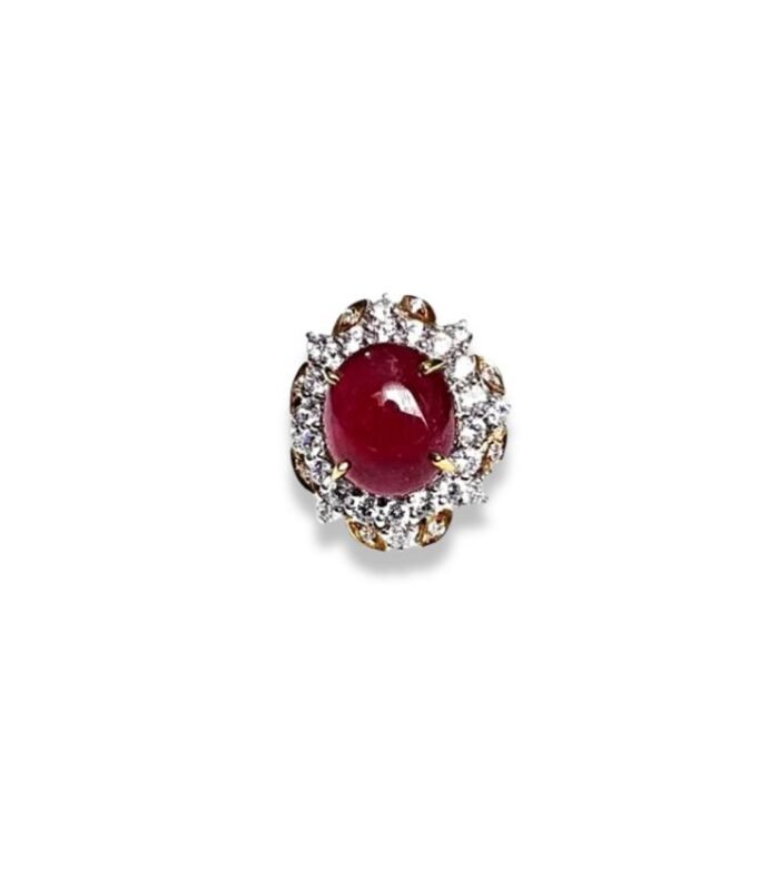 Ruby set with Cubic Zirconia in 925 Silver Women's Ring (24x21mm) (1130)
