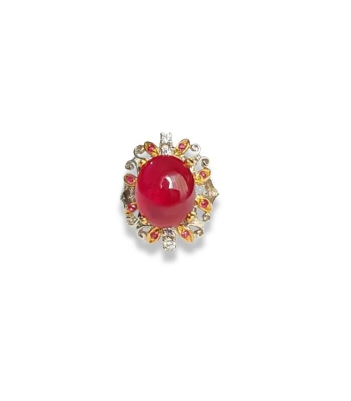 Ruby set with Ruby & Cubic Zirconia in 925 Silver Women's Ring (22x17mm) (1137)