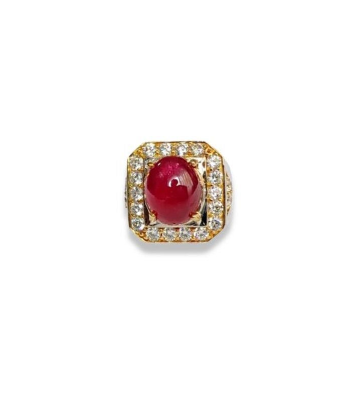 Ruby set with Cubic Zirconia in 925 Silver Men's Ring (20x20mm) (1153)