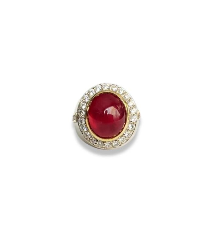 Ruby set with Cubic Zirconia in 925 Silver Men's Ring (20x18mm) (1156)