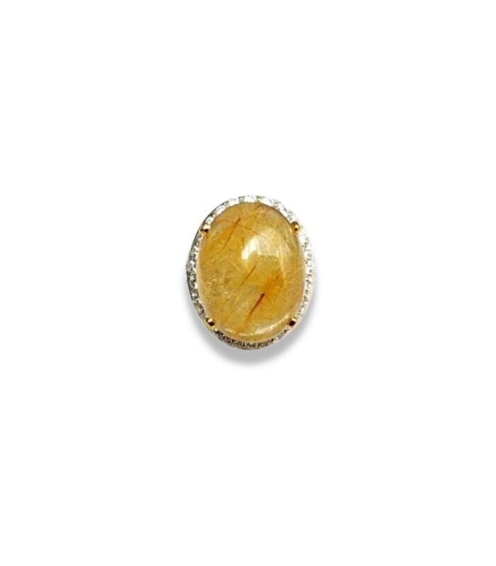 Ruttle Quartz set with Cubic Zirconia in 925 Silver Men's Ring (28x24mm) (1159)
