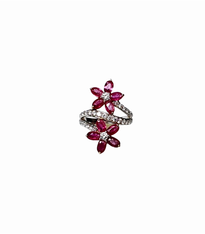 RUBY set with Cubic Zirconia in 925 Rhodium Plated Silver Women's Ring (SJ1141)