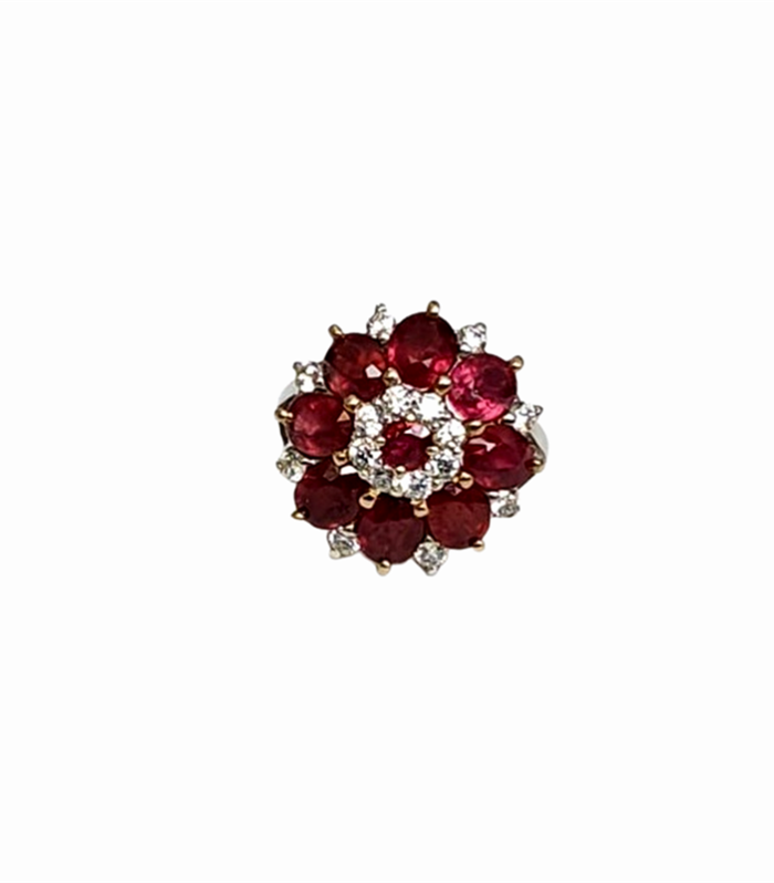 RUBY set with Cubic Zirconia in 925 Rhodium Plated Silver Women's Ring (SJ1134)