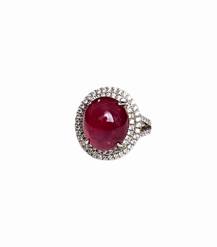 RUBY set with Cubic Zirconia in 925 Rhodium Plated Silver Women's Ring (SJ1148)