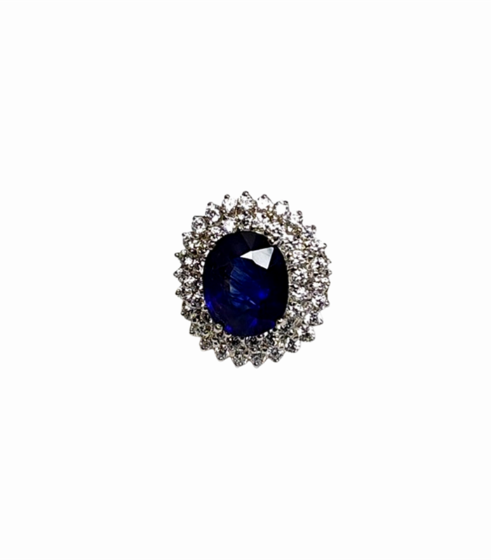 BLUE SAPPHIRE set with Zirconia (VS) in 925 Silver Women's Ring (SJ1150)