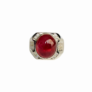 RUBY set with Cubic Zirconia in 925 Rhodium Plated Silver Men’s Ring (SJ1155)