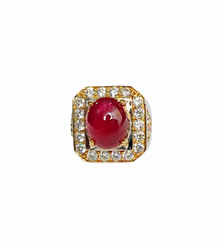 RUBY set with Cubic Zirconia in 925 Rhodium Plated Silver Men's Ring (SJ1153)