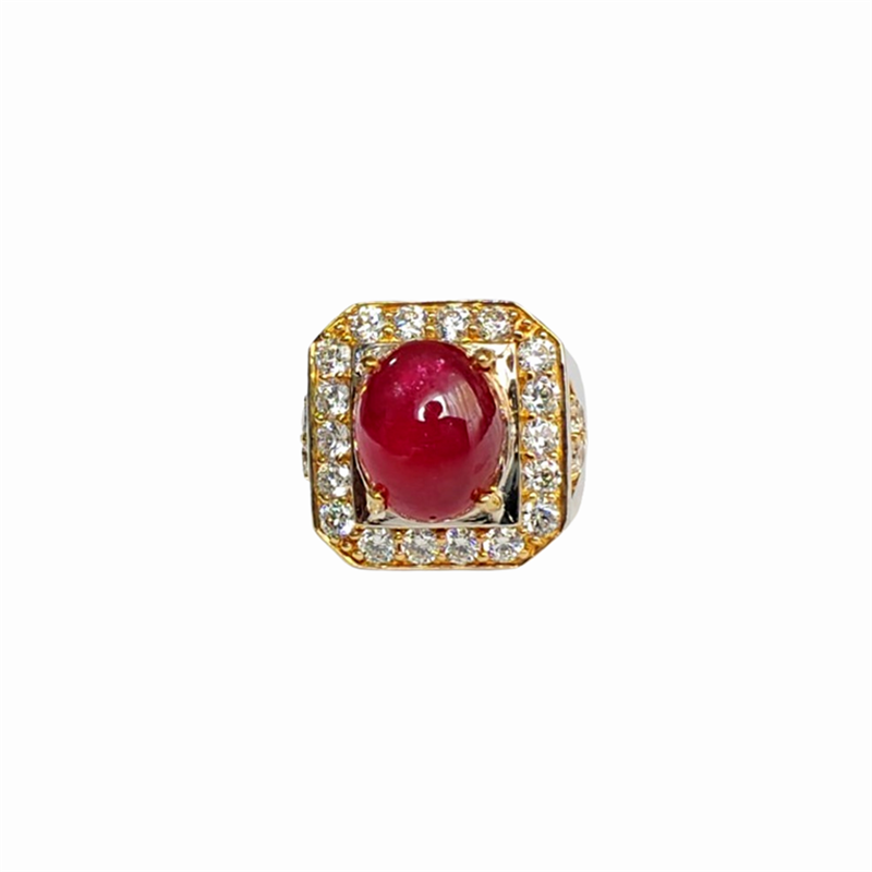 RUBY set with Cubic Zirconia in 925 Rhodium Plated Silver Men’s Ring (SJ1153)