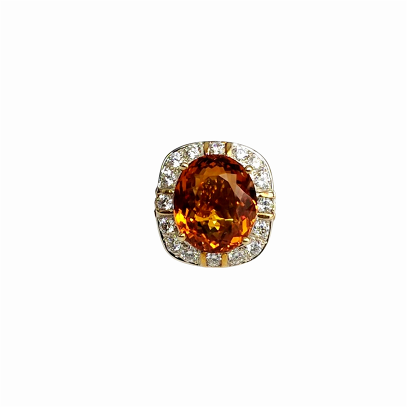 CITRINE set with Zirconia in 925 Rhodium Plated Silver Women’s Ring (SJ1157)