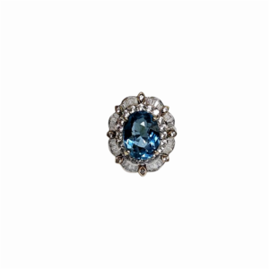BLUE TOPAZ set with Cubic Zirconia in 925 Sterling Silver Men’s Ring (SJ1152)