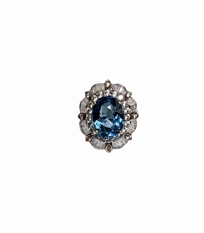 BLUE TOPAZ set with Cubic Zirconia in 925 Sterling Silver Women's Ring (SJ1152)