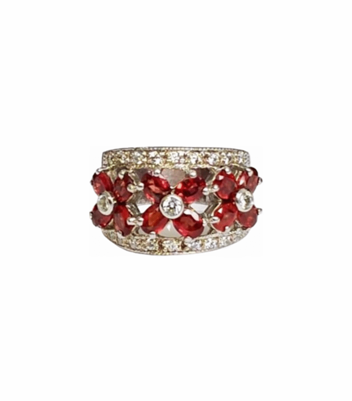 RUBY set with Cubic Zirconia in 925 Rhodium Plated Silver Women's Ring (SJ1128)