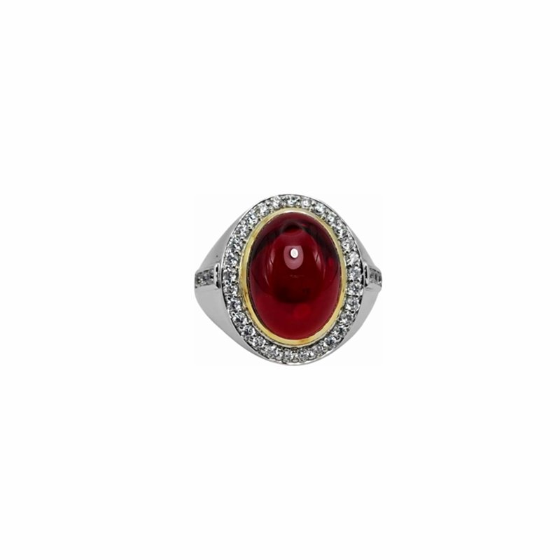 Ruby-Lab Grown set with Cubic Zirconia in 925 Silver Men’s Ring (20x18mm) (1168)