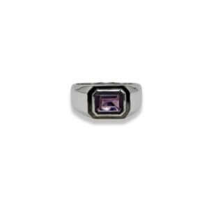 Amethyst set with Cubic Zirconia in 925 Silver Men’s Ring (13x10mm) (1179)