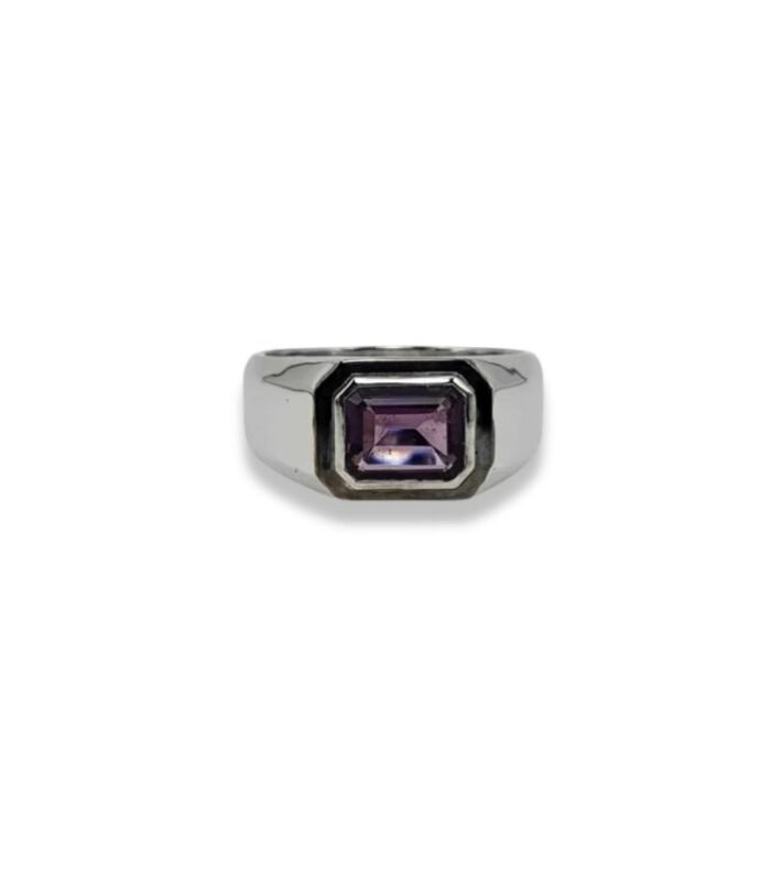 Amethyst set with Cubic Zirconia in 925 Silver Men’s Ring (13x10mm) (1179)