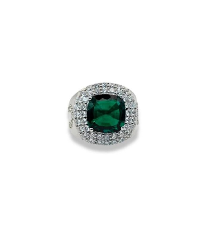 Topaz-Lab Grown set with Cubic Zirconia in 925 Silver Men's Ring (20x20mm) (1181)