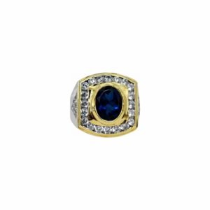 Sapphire-Lab Grown set with Cubic Zirconia in 925 Silver Men’s Ring (18X15mm) (1176)
