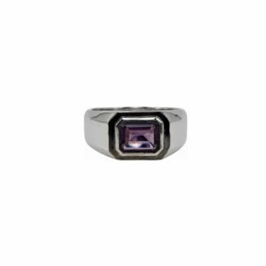 Amethyst set with Cubic Zirconia in 925 Silver Men’s Ring (13x10mm) (1179)