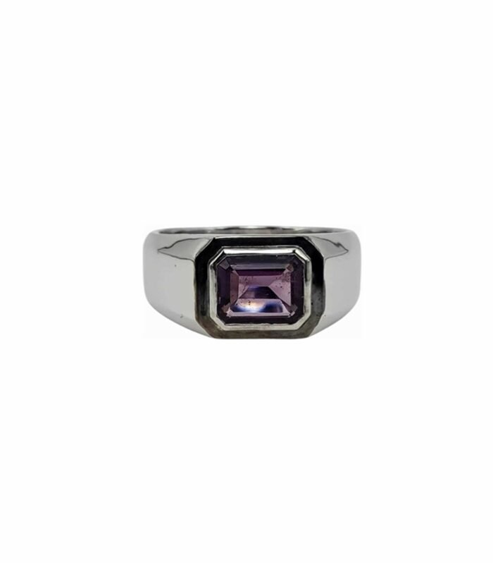 Amethyst set with Cubic Zirconia in 925 Silver Men’s Ring (13x10mm) (1179)
